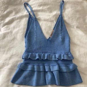 BCBGeneration blue knit ruffle top